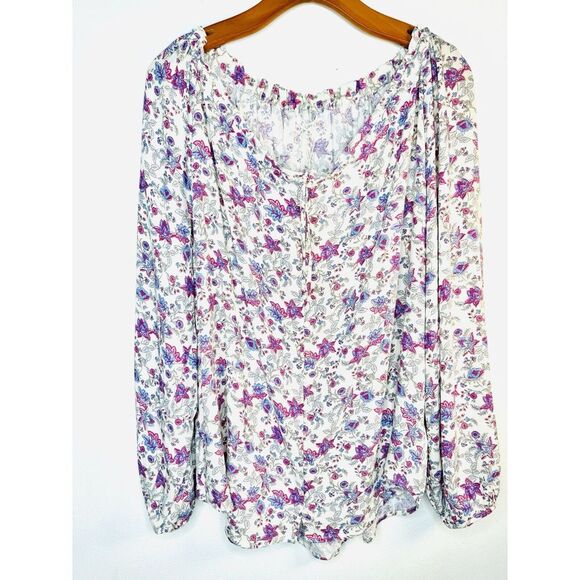Z Supply Tops - Z Supply Top Blouse Floral Roll Tab‎ Sleeve Relaxed Bohemian Size XL